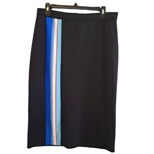 Alfani Black Blue Striped Color Block Pencil Skirt Size Large